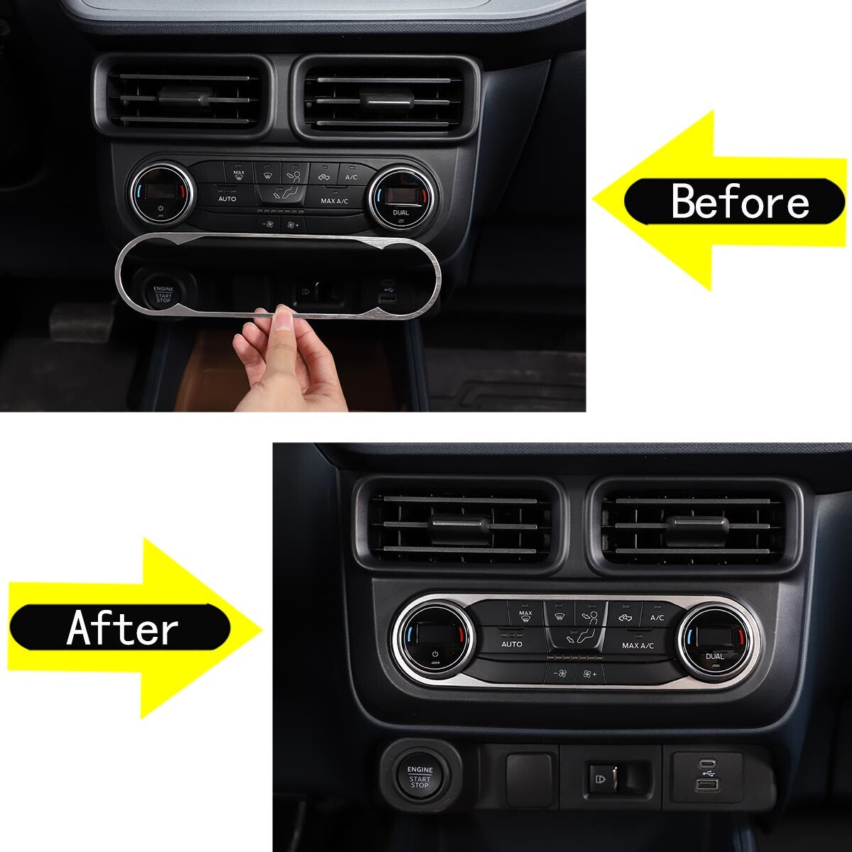 Air conditioning switch blade panel frame and blade ring trim  for ford  Maverick 2022