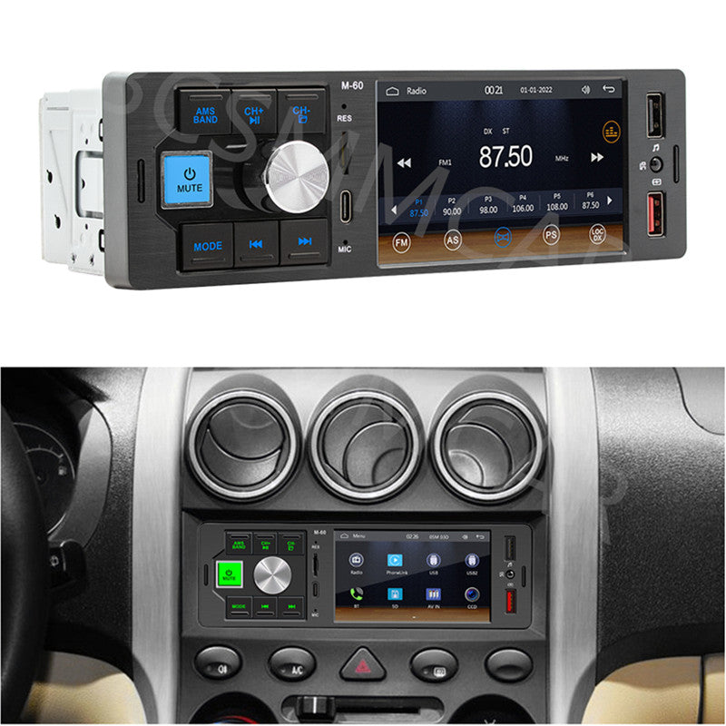 4.1in Single Din Car Radio Stereo Media Player Touch Screen Bluetooth TF AUX USB