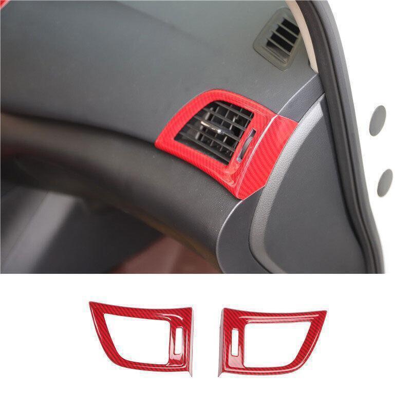 2P Red Carbon Fiber Left And Right Air Outlet Vent Trim for Nissan Sentra 13-19