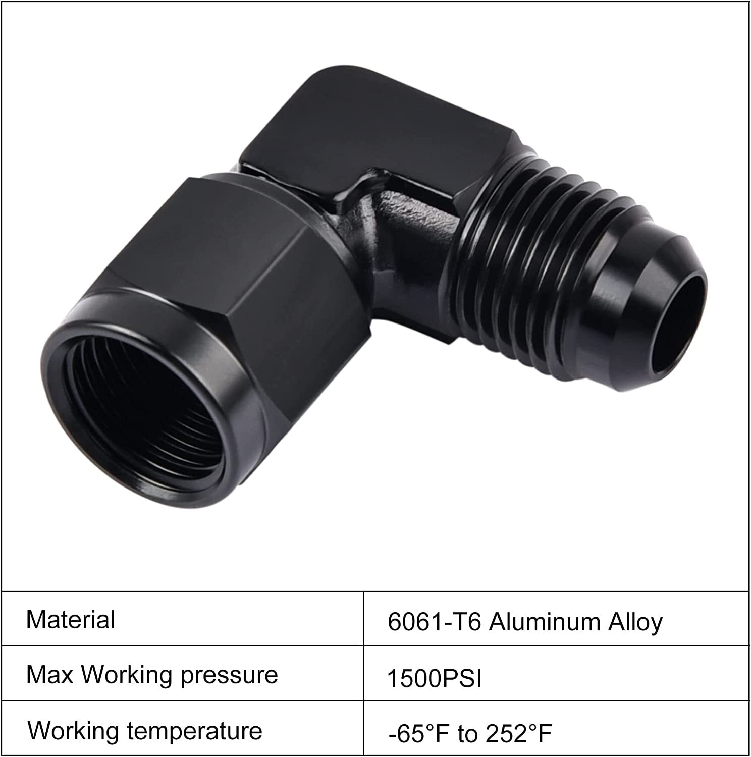new AN6, AN8, AN10 female/male flash head 90-degree black flexible hose connector swivel adapter