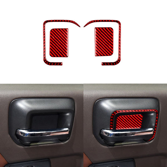 Red Carbon Fiber Rear Door Handle Cover Trim For Silverado for GMC for SIERRA 2014-2018
