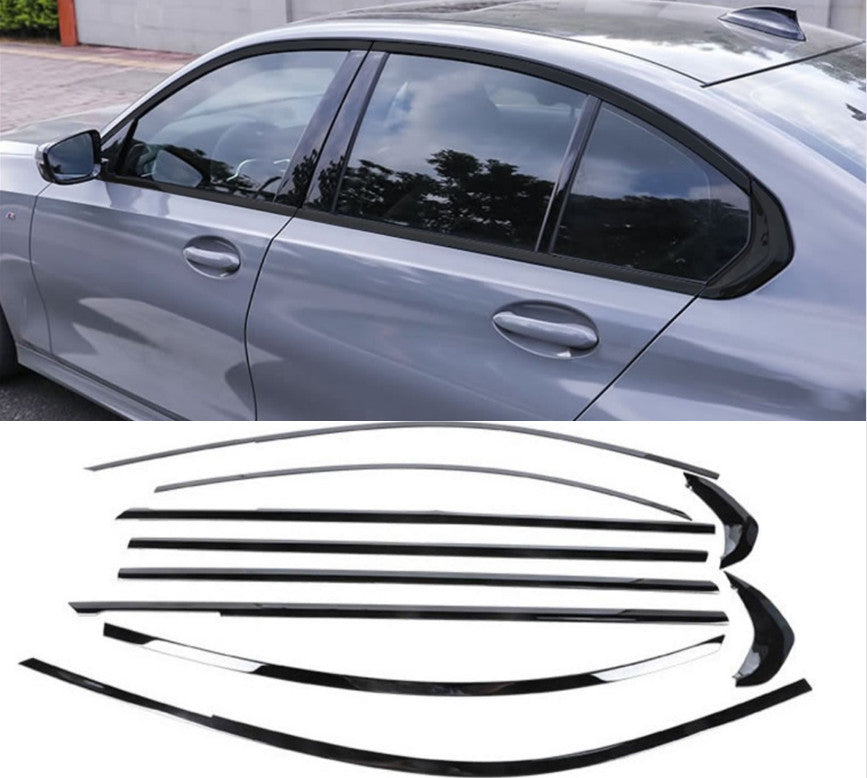 for BMW 2019-2022 3 Series Black Steel Side Window Molding Cover Strip Trim 10x