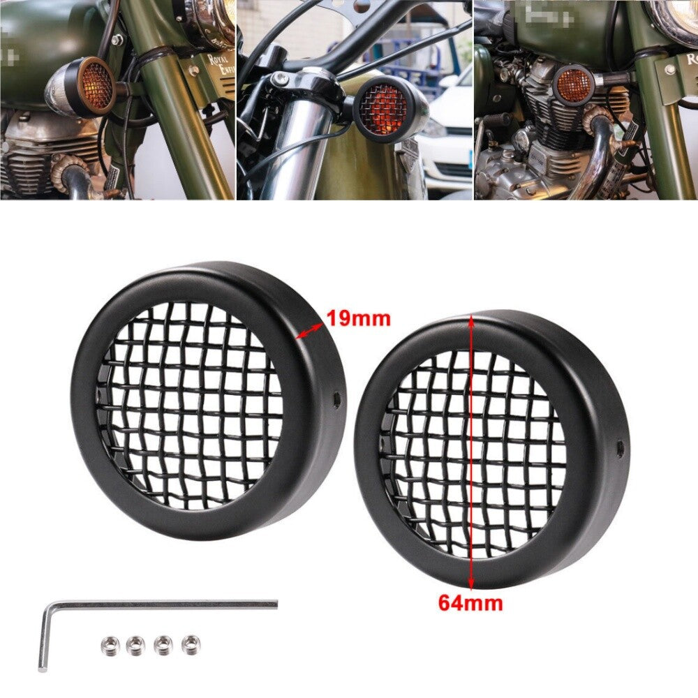 2PCS Black Turn Signal Light Lens Grill Cover for Harley Sportster XL883 XL1200