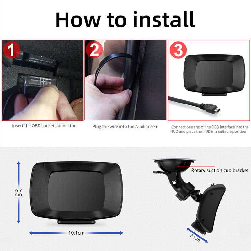 OBD2+GPS Specifications Multifunctional LCD Car Head-Up Display Speedometer RPM Alarm Temperature - n