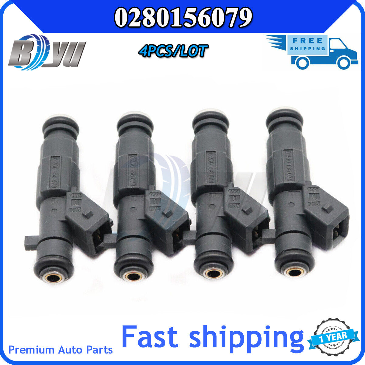 4-pack of fuel injectors for Land Rover for MG ZT-T ZS 75 1.8T 1.8LK series turbocharged 0280156079
