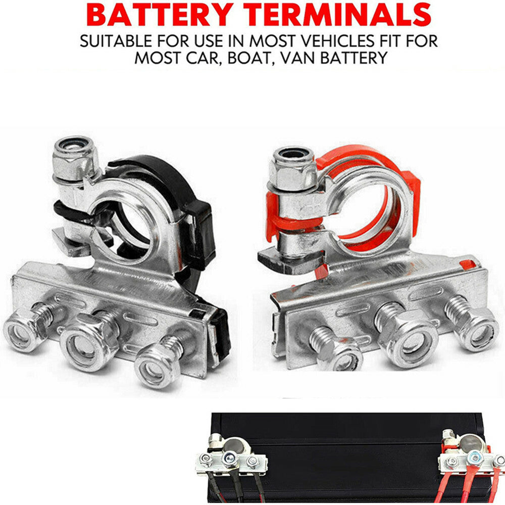 The battery terminal connector has 3 top rear battery terminals for both vehicle and ship applications. n