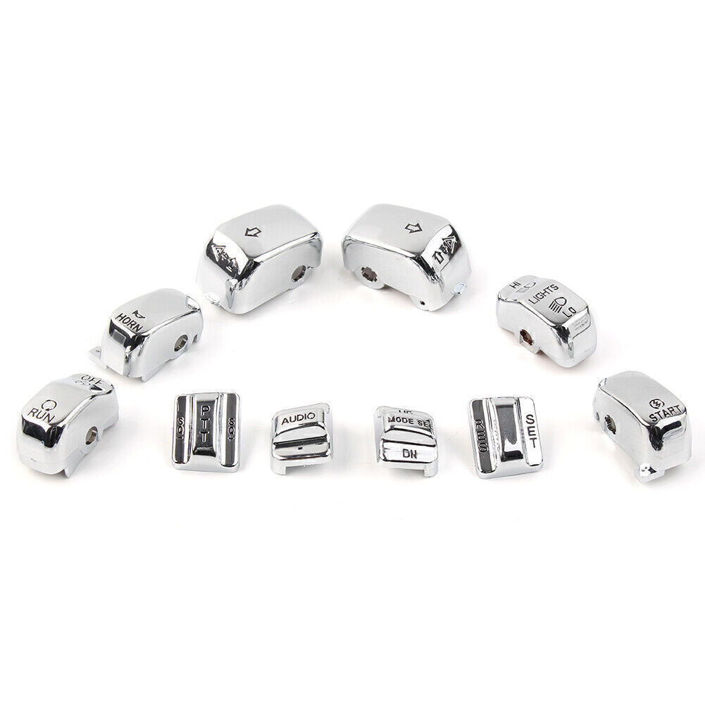 for Harley Touring 96-13 Chrome 10pc Hand Control Switch Housing Button Cap Set Q