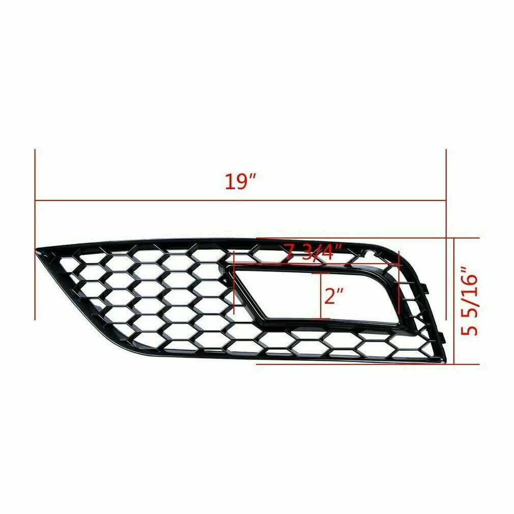 2x Front Grille Fog Light Cover Lamp Grill For 2013-2016 for Audi A4 B8.5 Honeycomb