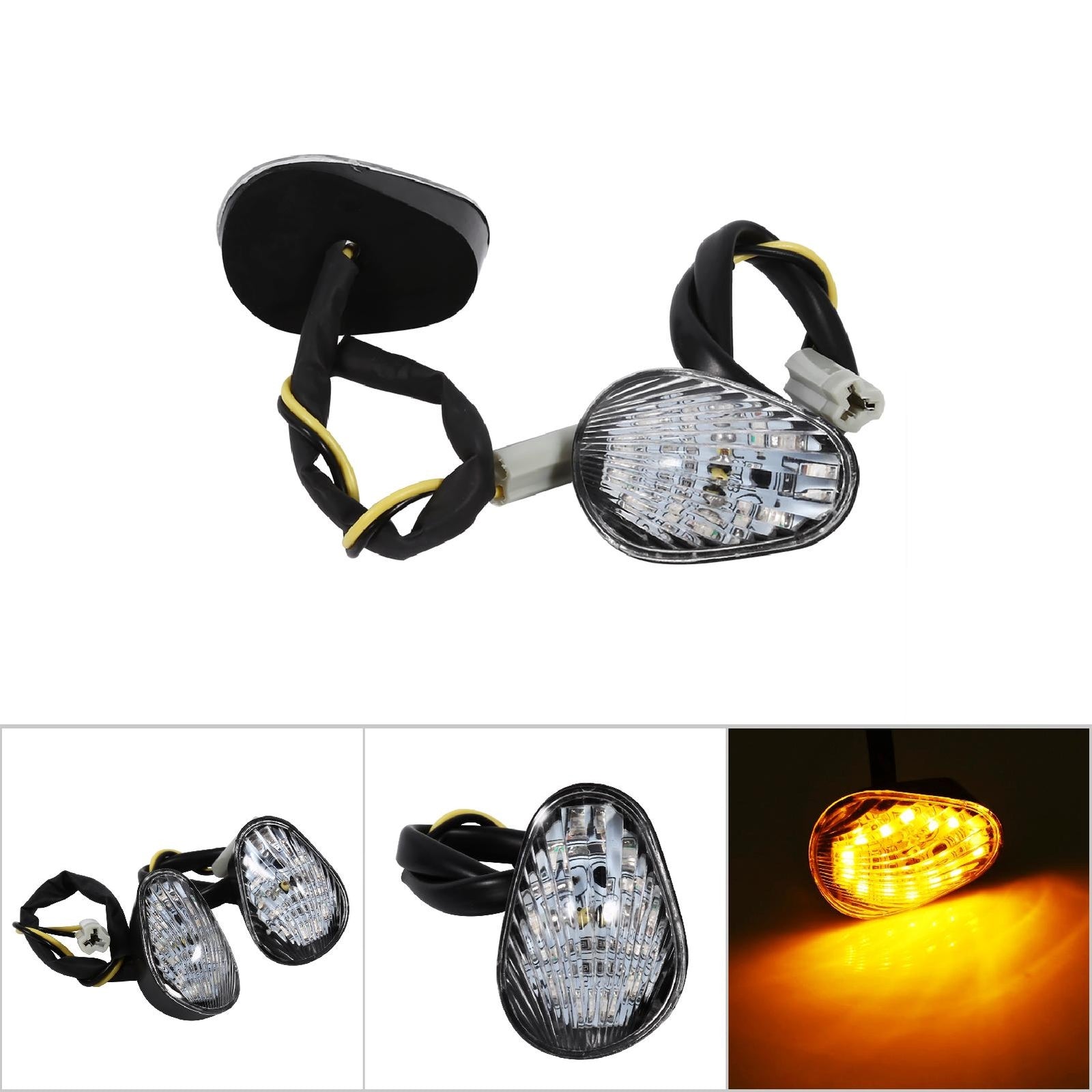 New 1 Pair Amber LED Turn Signal Light Indicator Lamp Flush Mount For YZF