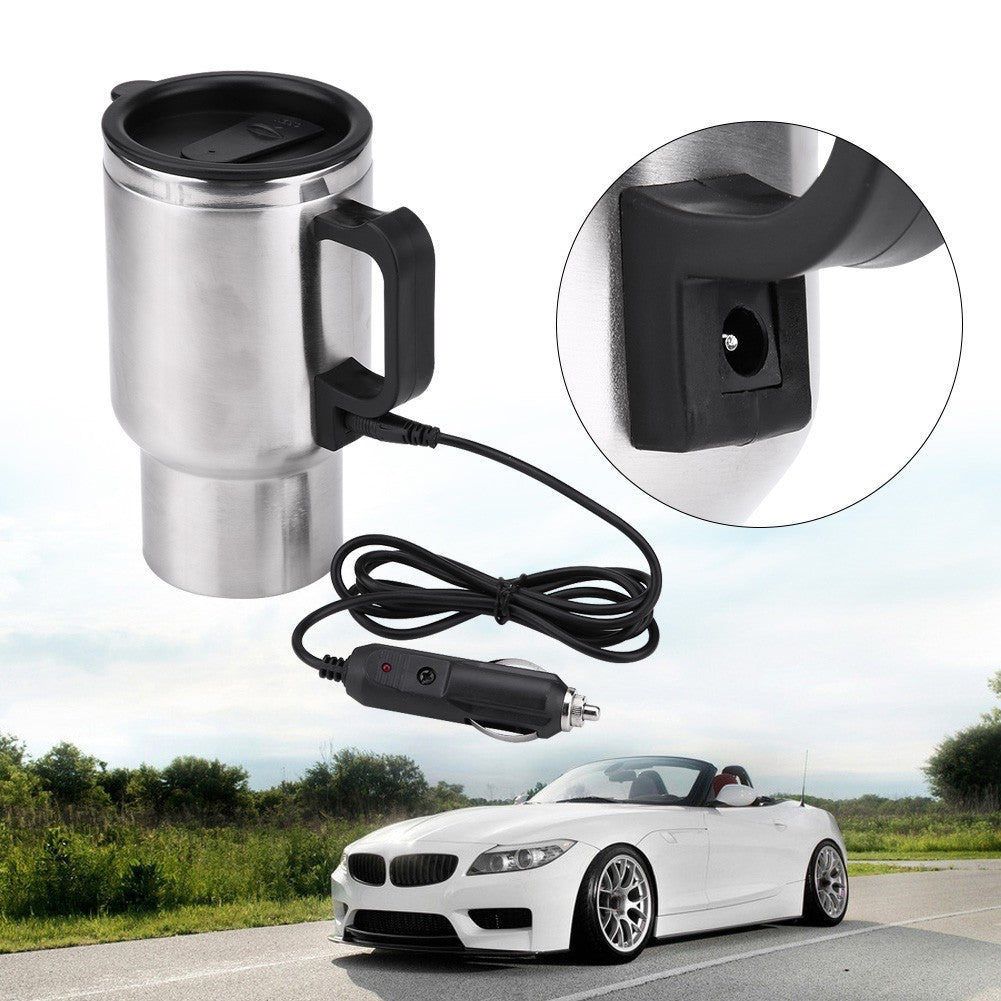 12V In-car Heated Travel Mug Electric Stainless Steel Travel Heating Cup