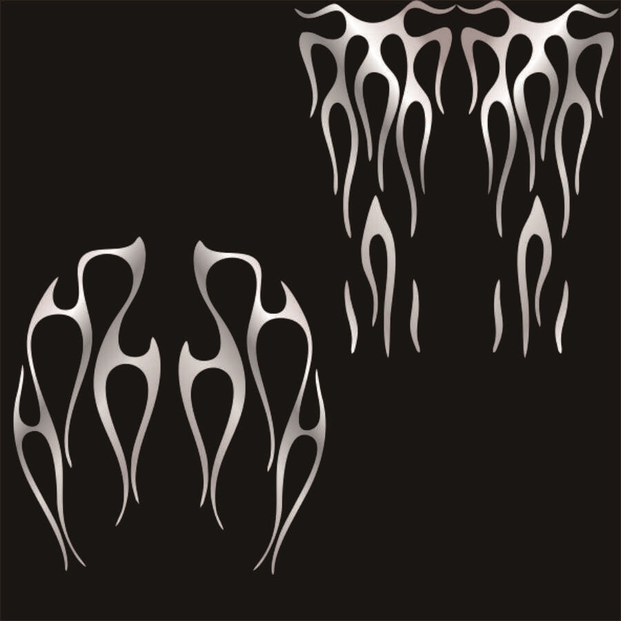 1Set Motorcycle Flame Sticker for Gas Tank  Fender Decals Vinyl Matte Silver Q