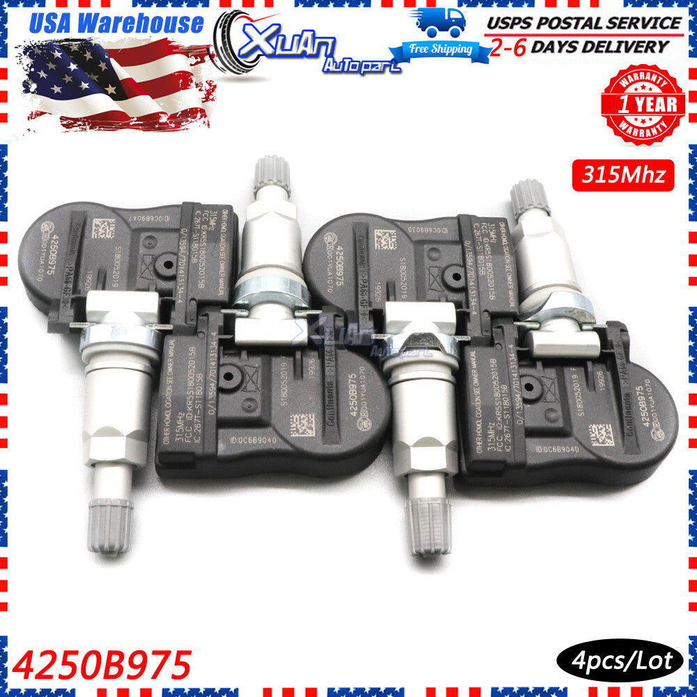 4-Piece Tire Pressure Sensor (TPMS) for Lancer Outlander 315MHz 4250B975- v