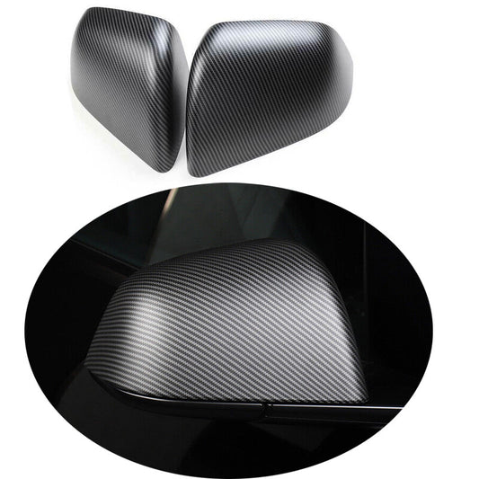 Matte Carbon Fiber Rear View Side Mirror Cover 2Pcs for Tesla for Model Y 2020-23
