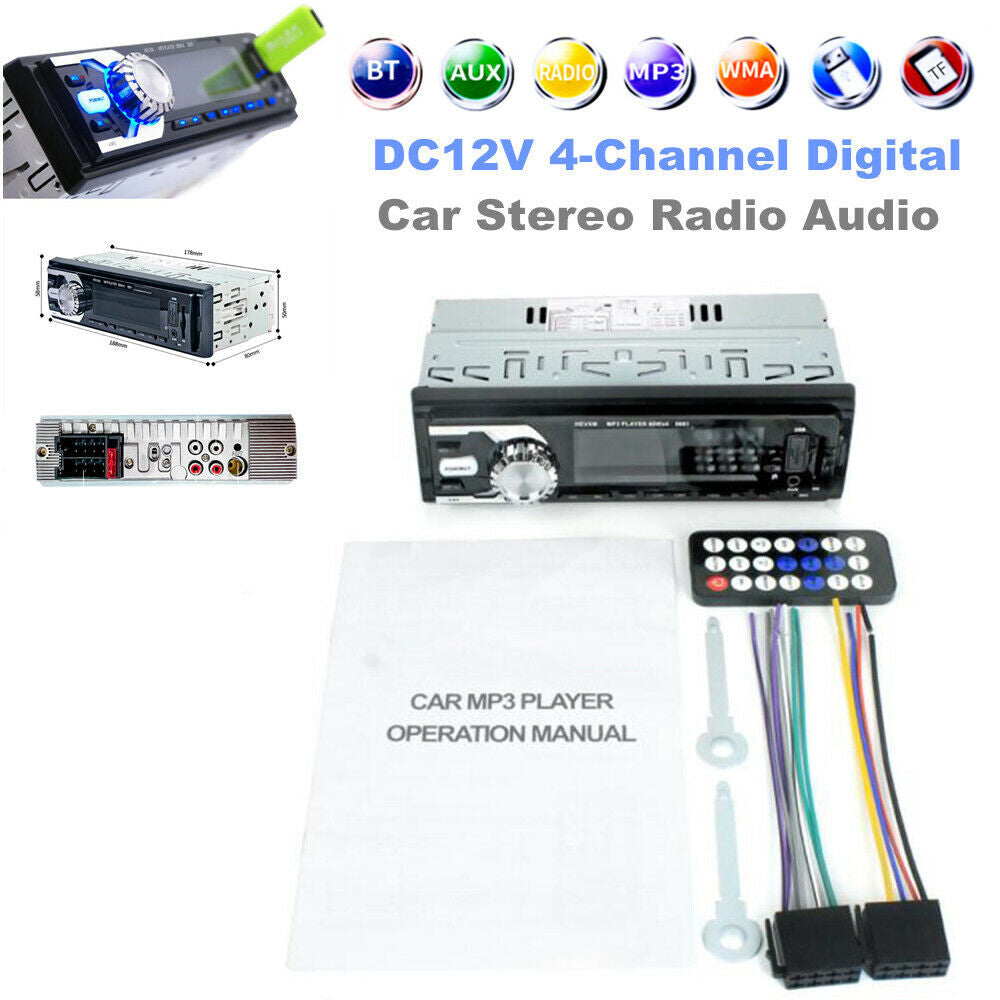 DC12V 4-channel digital car Bluetooth audio USB/WMA/WAV radio stereo MP3 player n
