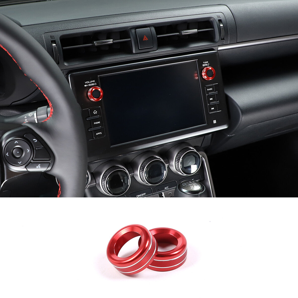 Interior chrome silver A/C Knob ring trim for Toyota 86/Sub@ru BRZ 2022-23