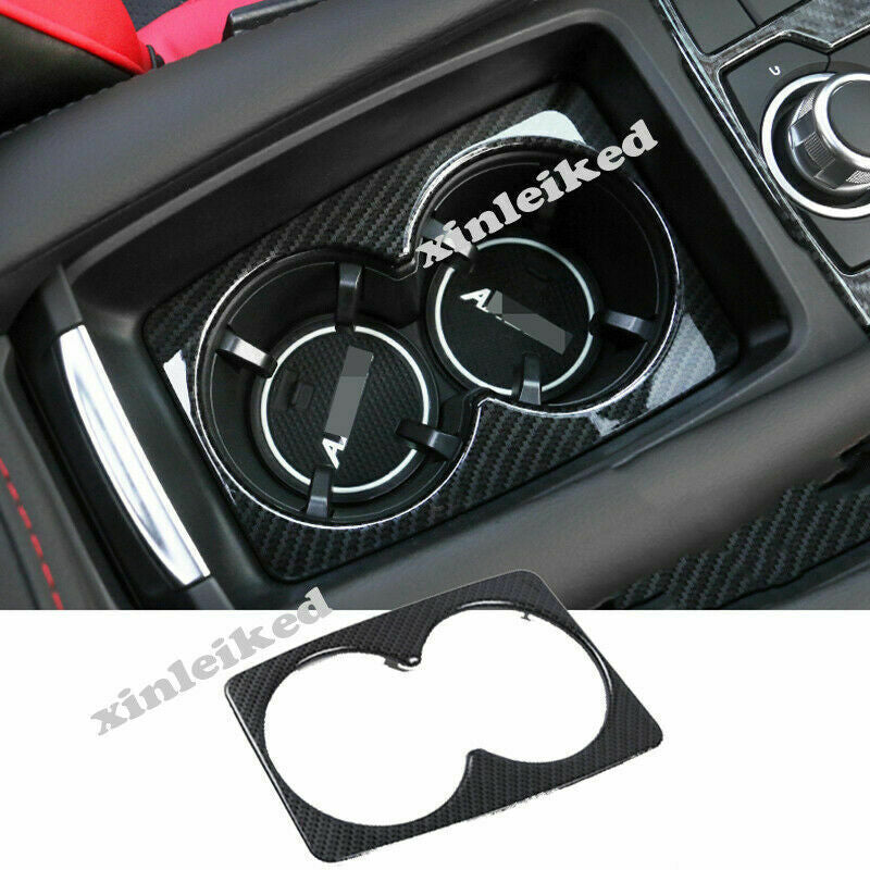 Carbon Fiber Car Console Water Cup Holder Cover Trim for Mazda 3 Axela 2017-2018