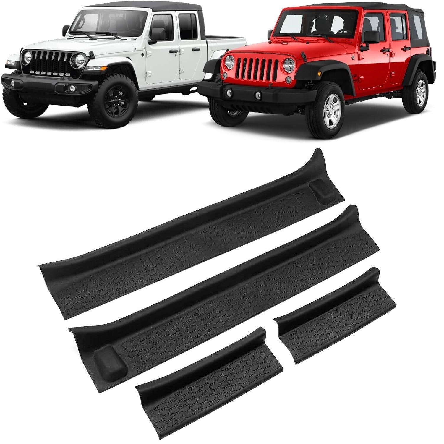 4pcs Door Sill Guards Scuff Plate Covers for Jeep Gladiator for Wrangler 2018-2024