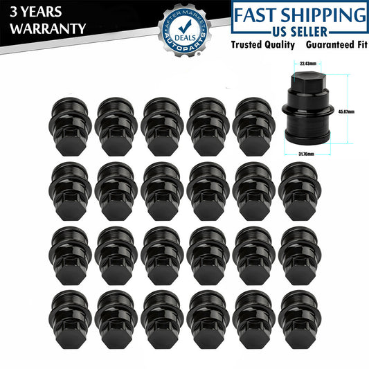 24x Black Wheel Nut Covers M27-2.0 Hex 22mm 15767268 for Chevy for Cadillac 12472838 Q