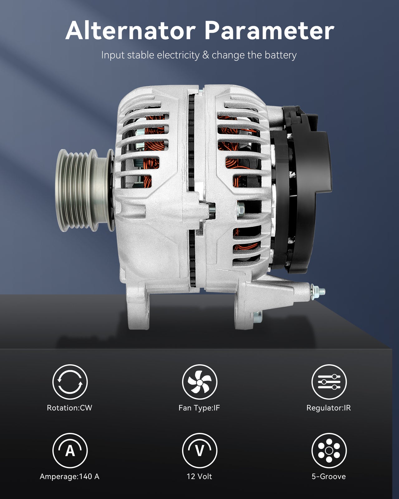 ABO0402 New Alternator 12V 140Amp Fit for 2005-2011 for Volkswagen for Jetta 2.5L