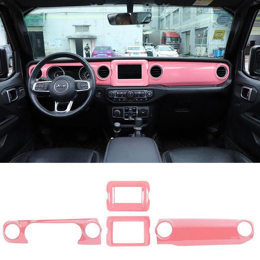 for Jeep for Wrangler JL JT 2018-23 Pink Central Control Instrument GPS Panel Cover
