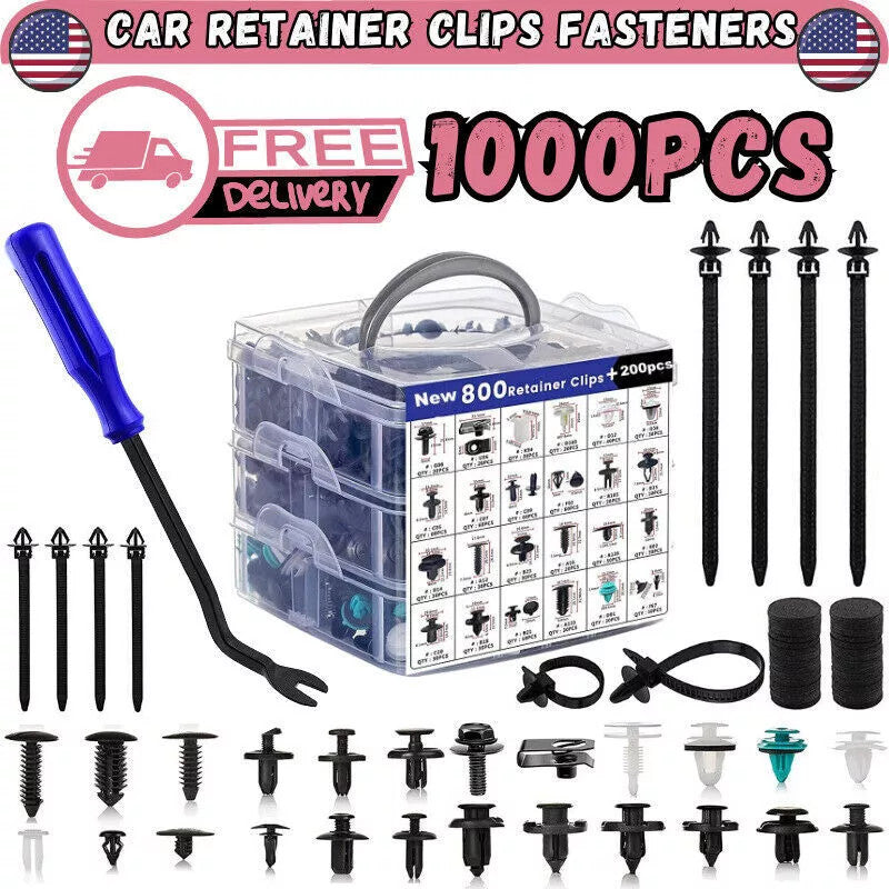 1000-piece pack of plastic car fastener clips, car body riveting and bumper fixing clips