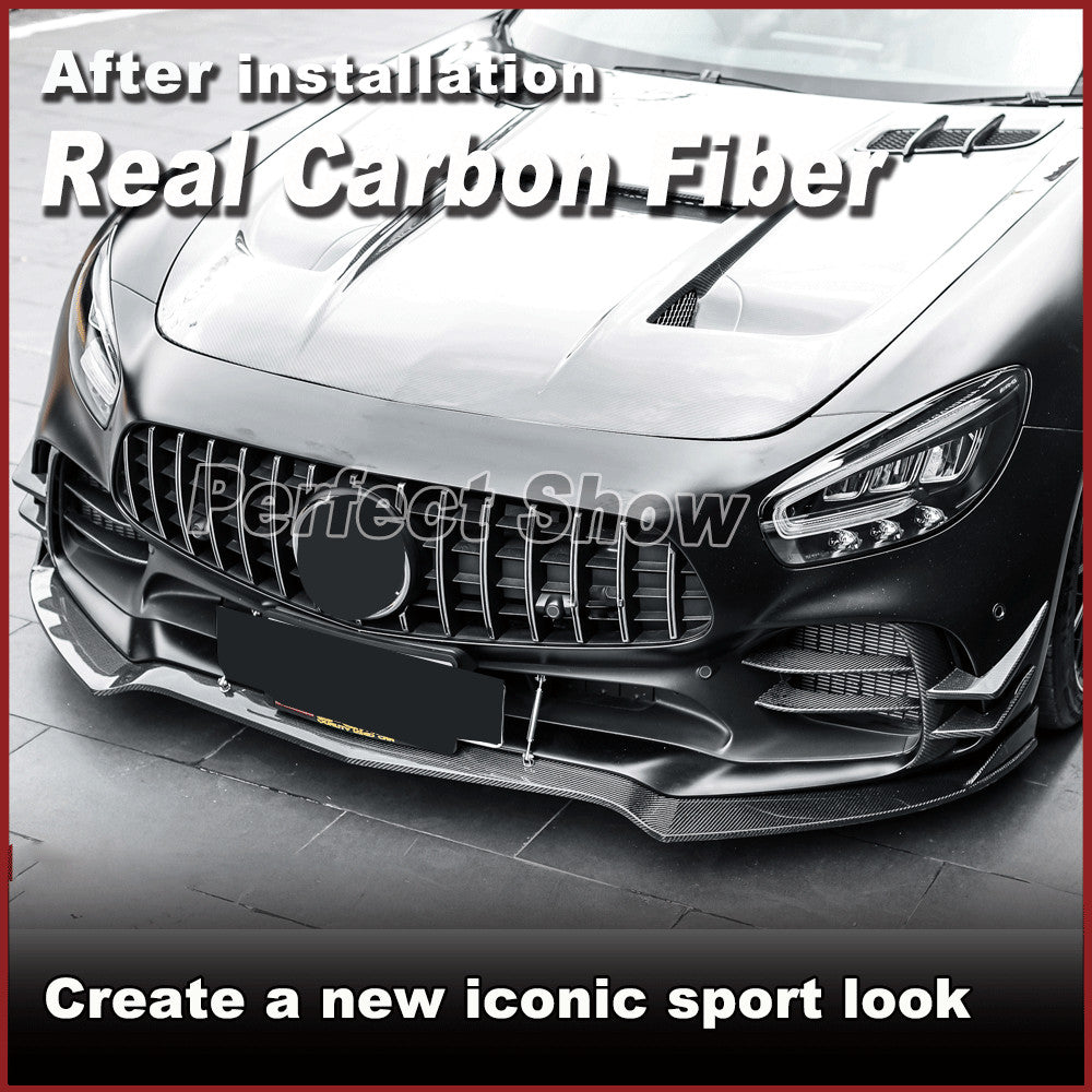 Fit for Mercedes-Benz GT R 16-18 Real Carbon Front Bumper Fins Air Vent Trim
