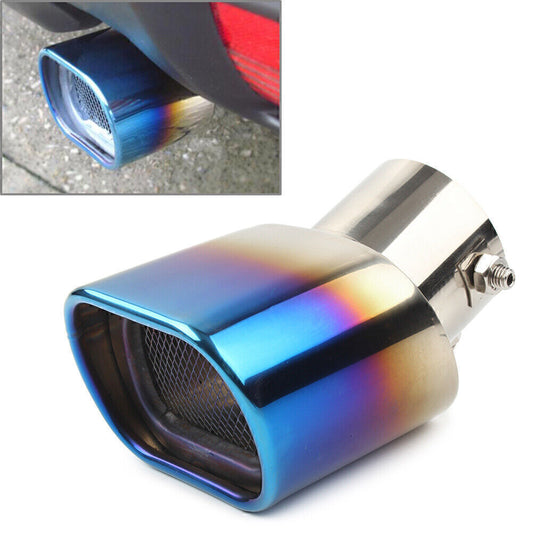Stainless Steel Car Rear Blue Exhaust Pipe Tail Muffler Tip Square Accessories