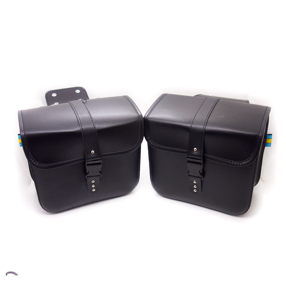 Motorcycle Black PU Leather Saddlebags Saddle Bags Pouch Bag for Harley for Honda Q