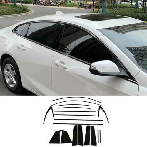 Gloss Black Steel Window Molding Trim Cover Strip Kit for Chevrolet Malibu 16-24