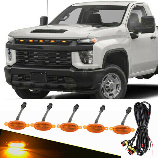 For Silverado 2500 HD 16-24 yellow Style Front Grill LED Marker Light Kit