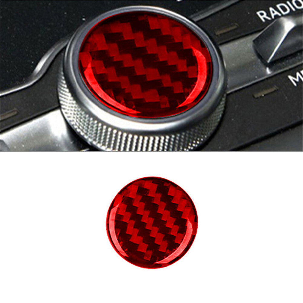 Red Carbon Fiber Interior Central Console Knob Cover Trim for Audi Q5 2018-2021