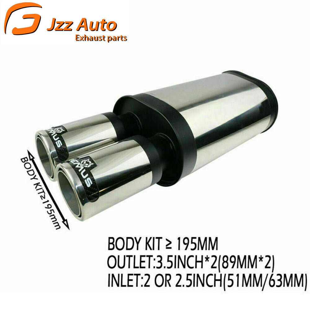 Universal Exhaust Rear Muffler Exhaust Pipe Black Tube Tail 2-2.5inch Dual