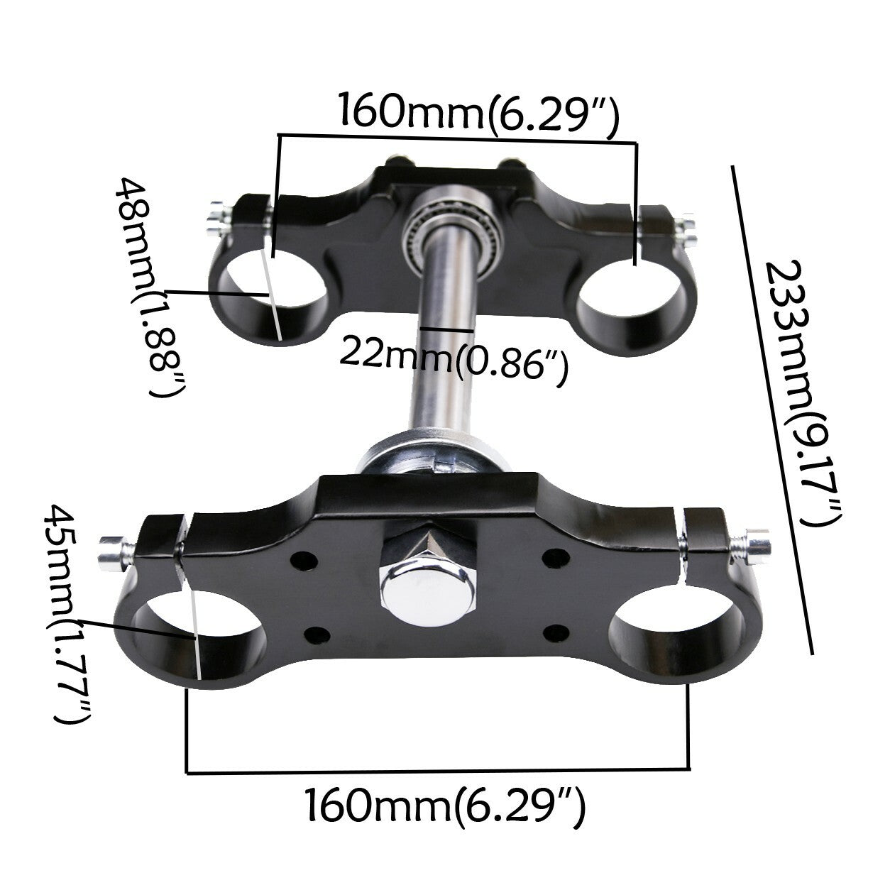 45/48mm triple clamp for Apollo mountain bikes with 70cc, 110cc, 125cc, and 140cc forks.