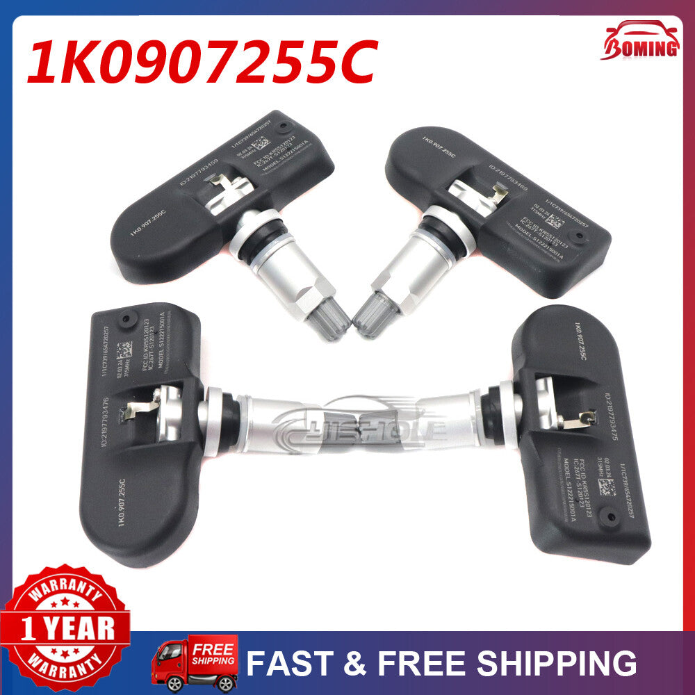 Kit 4 TPMS Tire Pressure Sensors for Audi for A4 , Q5, for Volkswagen Beetle, for Jetta , for Passat 1K0907255C