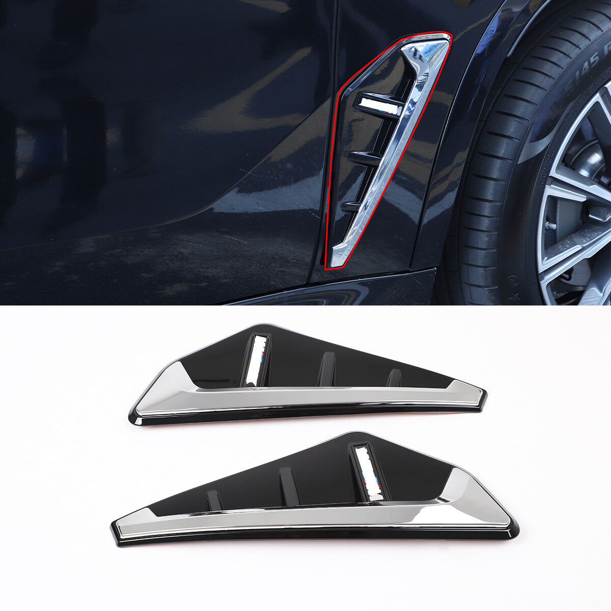 2-Pack Side Airflow Mudguard Ventilation Covers for X5 X5M G05 2019-23 Glossy Sheet n