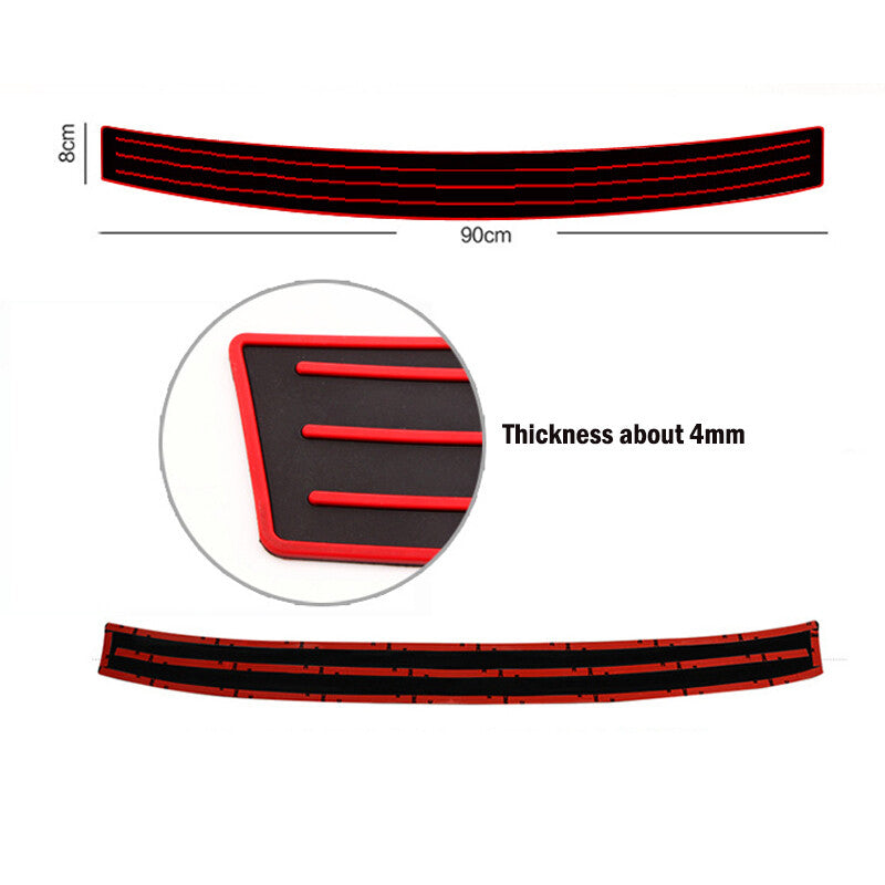 1-piece car rear bumper bracket/protective rubber cover molded trim red and black - n