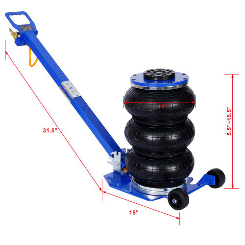 3T Three-Bag Pneumatic Jack, 16-inch Pneumatic Lifting Capacity, 6600 lbs, Easy-Folding Terrain-Friendly
