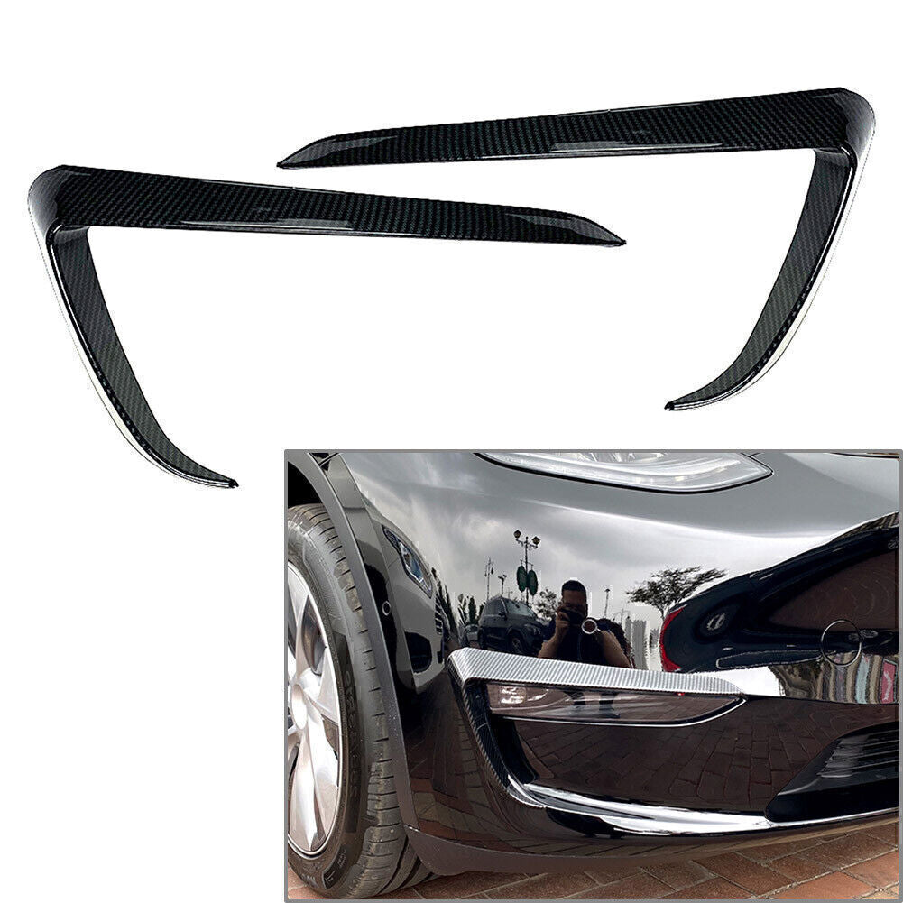 Carbon Fiber Front Fog Light Lamp Eyebrow Cover Trim Fit for Tesla for Model Y 2020-2023