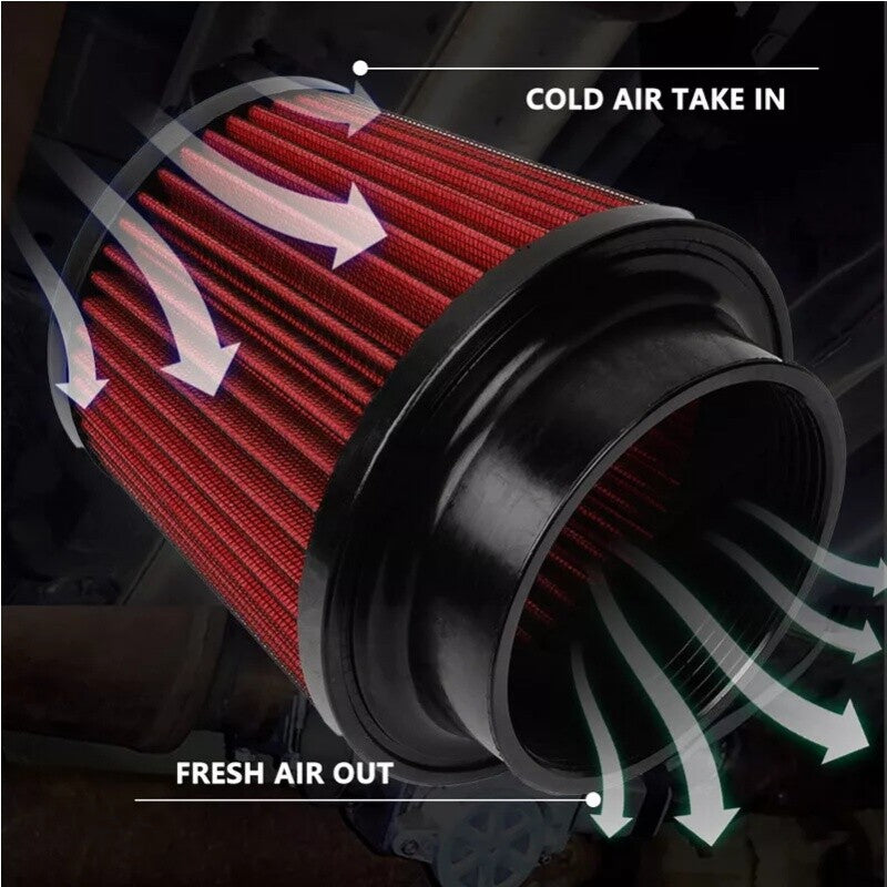 4 100mm High Flow Inlet Cold Air Intake Cone Replacement Dry Air Filter Round