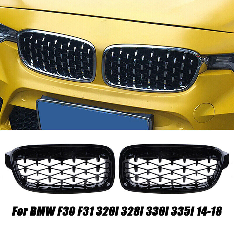 Black front kidney diamond grille for BMW F30 328i 335i (2013-2018)