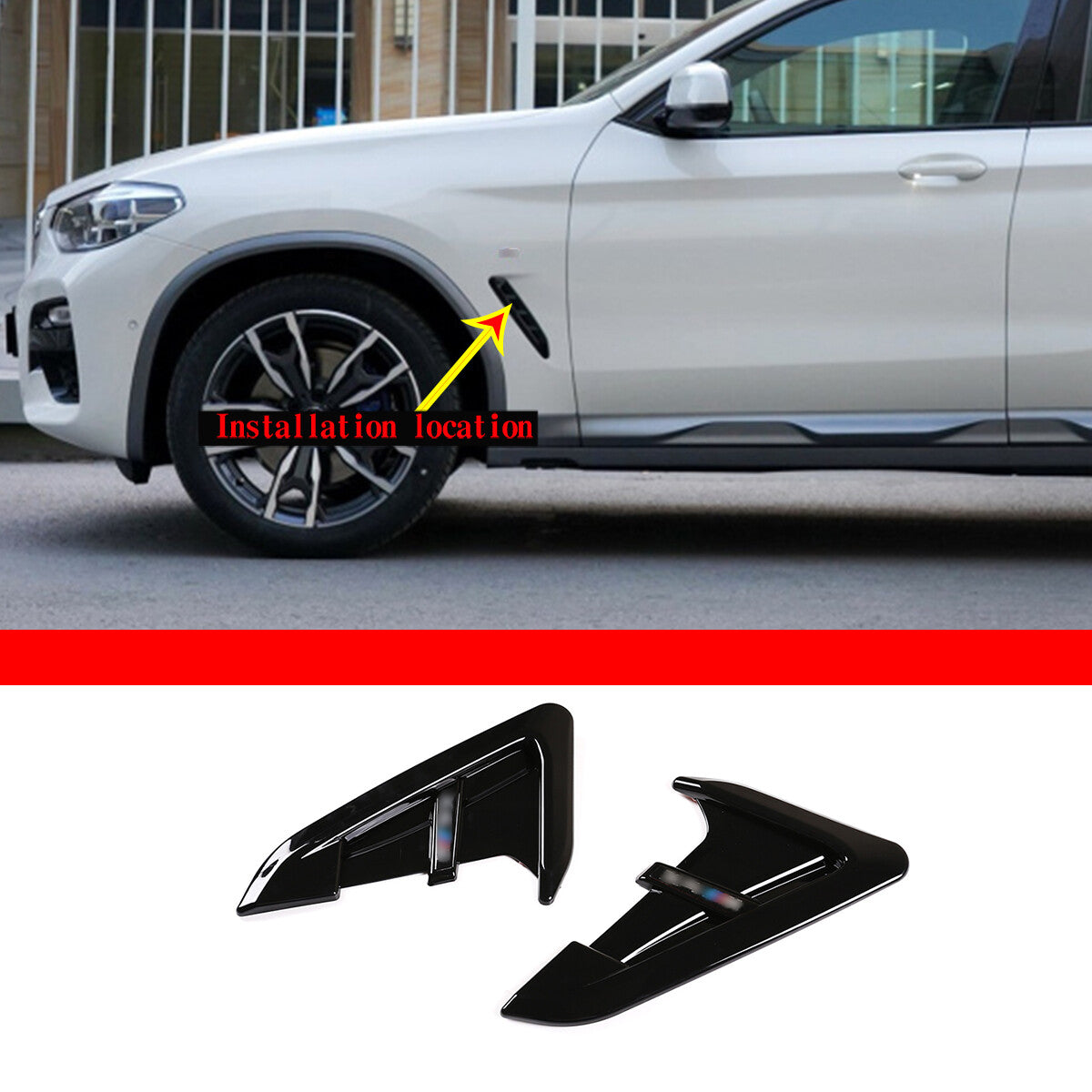 Glossy black ABS side fender vent socket cover suitable for BMW X3 G01 X4 G02 2018-22