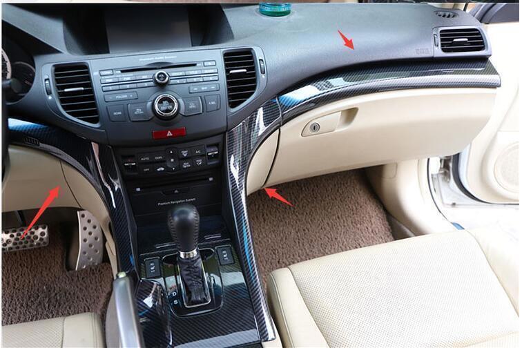 for Acura TSX 2009-2013 ABS Carbon Console Center Dashboard Cover Trim Decor n