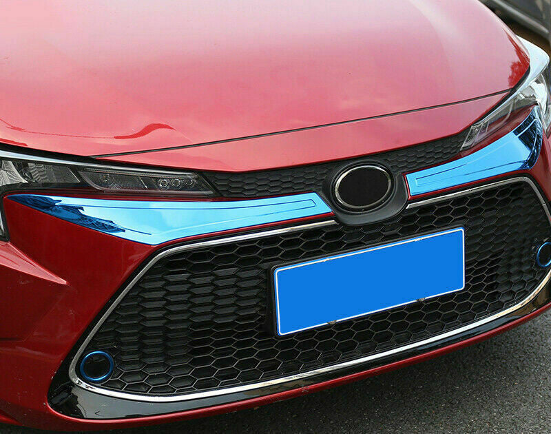 2X for Toyota for Corolla 2019-2023 Blue Stainless Front Bumper Center Grille Mess