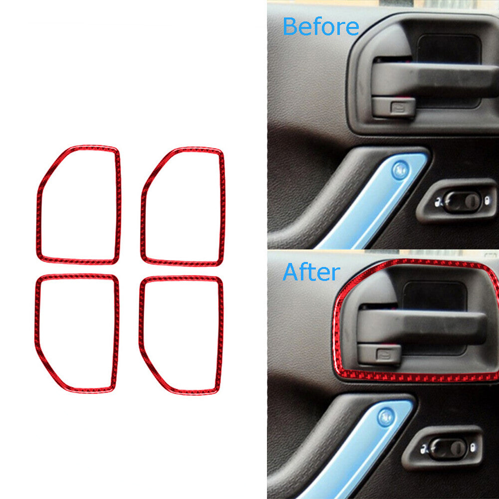 for Audi Q5 2009-2017 Red Air-Con Climate Knob Trim Cover Type-A Carbon Fiber v