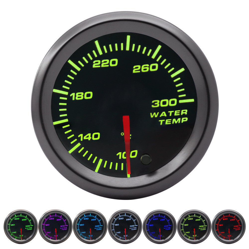 2''52mm Water Temp Gauge Meter W/ 1/8 NPT Temp Sensor 100-300¨H 7 Color LED Q