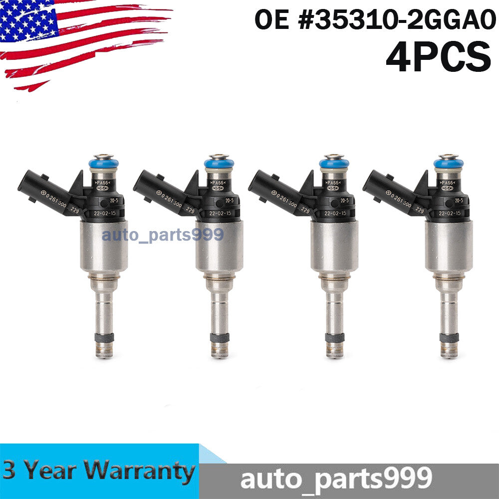 4-pack of new fuel injectors suitable for 2015-17 for Hyundai Sonata and 2016-2018 for Kia Sorento 2.4L. n