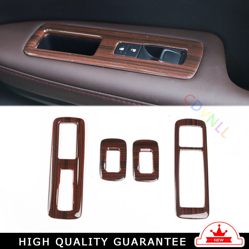 Glass Window Lifting Lock Panel Trim Interior 4PCS for Lexus RX 2016-20 Red Wood