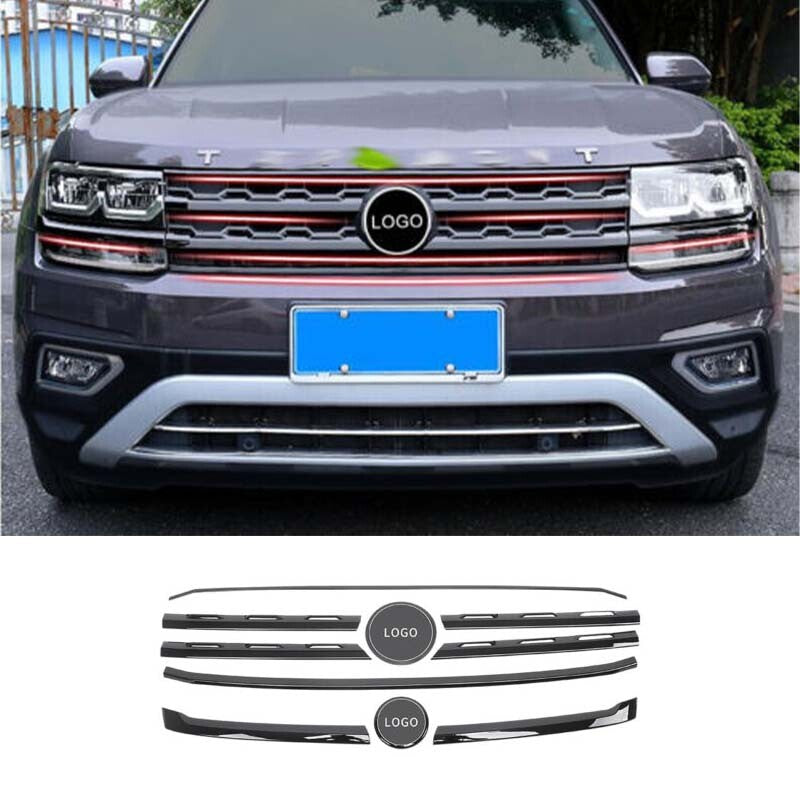 Black Strip Trim Grille Grill Front Center Mesh for Volkswagen Atlas 2018-2021