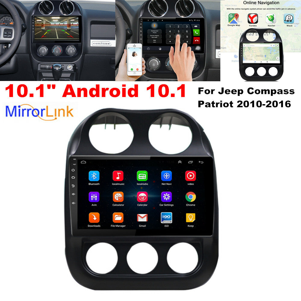 10.1-inch Android 10.1 Car Stereo Radio MP5 GPS Navigation for Jeep Compass (2010-16) n