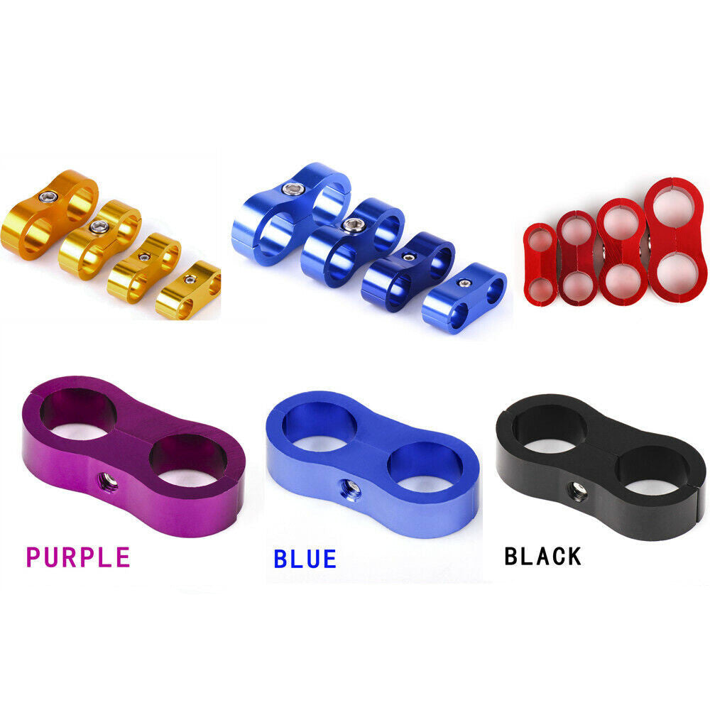 4Pcs Hose Separator Clamp Fitting Connector 6AN 8AN 10AN Oil Fuel Hose Line Q